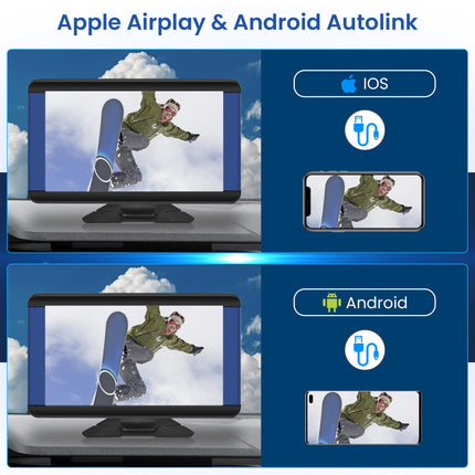 Rimoody juhtmevaba Carplay Android Auto kaasaskantav autoraadio, 7-tolline IPS puutetundliku ekraaniga kaasaskantav autoraadio Bluetoothi/FM-saatja/Airplay/Android Mirror Linki/häälkäskluste/GPSi/AUX/USB/TF-iga 7-32V autole