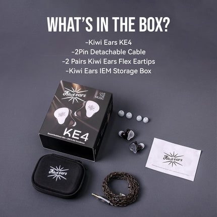 LINSOUL Kiwi Ears KE4 kõrvamonitoriga, 2DD+2BA hübriidkõrvaklapid, mängurikõrvaklapid, HiFi juhtmega IEM, eemaldatava IEM-kaabliga muusikutele ja audiofiilidele