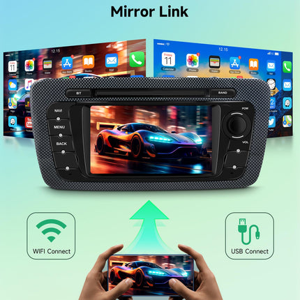 Rimoody 1G+32G Android 13 autoraadio 2 DIN Seat Ibizale 2009-2013 koos navigatsiooni, GPS, WiFi, 6,2-tollise autoraadioga, iOS/Android Mirror Link, Bluetooth, FM/RDS raadio, EQ, roolil juhtimine, tahavaatekaamera