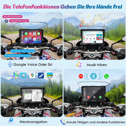 2025. aasta Carpuride W502B mootorratta Carplay ekraan BMW R1200GS R1250GS S1000XR mootorrattale, 5-tolline veekindel puuteekraan, kaasaskantav Carplay/Android Auto, GPS-navigatsioon, kahekordne Bluetooth