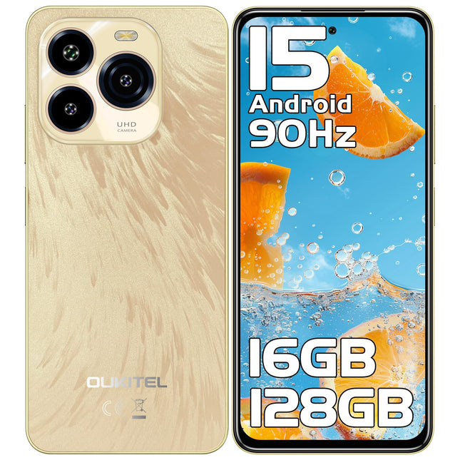 OUKITEL C65 Android 15 Handy Ohne Vertrag, 16GB+128GB/1TB Smartphone Ohne Vertrag, 6.7" HD+ 90Hz Handy Günstig, 50MP+8MP, 5150mAh Simlockfreie Handys, Dual SIM 3 Steckplatz/Fingerabdruck/3.5mm Jack
