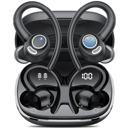 Bluetooth-kõrvaklapid spordile, kõrvasisesed kõrvaklapid, juhtmevabad Bluetooth 5.3 HD-mikrofoniga, suurepärane heli, 48 tundi mänguaega, kahekordne LED-ekraan, mugav sobivus, IP7 veekindlad spordikõrvaklapid kõrvakonksuga