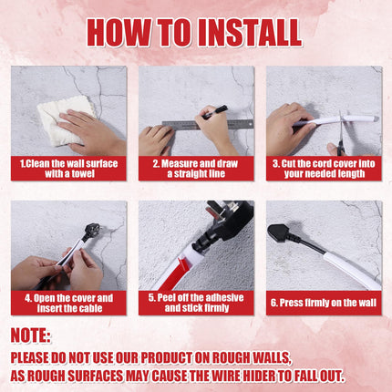 Cable hider wall, 3m cable duct self-adhesive cable cover floor cable hider for the wall flexible cable covers for home office cable management