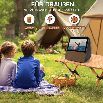 HassoKon Digital Portable TV DVB-T2, 1080P HD Mini TV DAB+, DSP Digital TV USB Media Player for Caravan, Car and Camping Kitchen TV Bedroom, Travel, Kitchen (Gold)