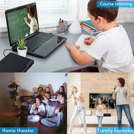 TLarder DVD-mängija telerile HDMI-väljundiga, Full HD 1080p ülesskaleerimine, ühildub mitme vorminguga, toetab kõiki piirkondi ja plaadivorminguid, sisaldab kaugjuhtimispulti ja AV/HDMI-kaablit