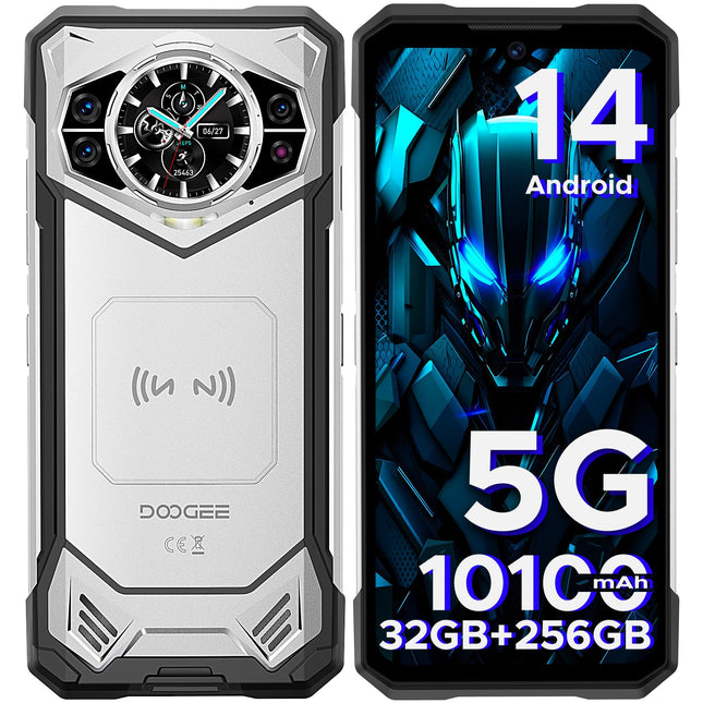 DOOGEE S200 Outdoor Handy Ohne Vertrag 5G, 10100mAh Outdoor Smartphone Android 14, 32GB+256GB Baustellenhandy, 1.32" AMOLED Heckdisplay 6.72” FHD+ 120Hz, 100MP+20MP, IP68/ Fingerabdruck/Dual SIM/NFC