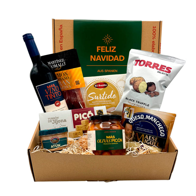 MAS PRODUCTOS ESP - Hispaania jõulukorv "Feliz Navidad" – Hispaania hõrgutised – Kingikorv meestele ja naistele – Kvaliteetne kingiidee