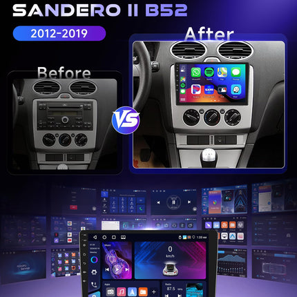4G&amp;64G 9" Car Radio For Ford Transit 2009-2016/Focus 2005-2008 with Carplay Android Auto Wireless, 1280 * 720, Android 13, Touchscreen Bluetooth RDS/FM Radio, WiFi Navigation/AHD Rear View Camera