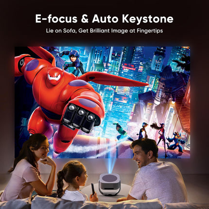 [Sisseehitatud rakendused] Projektor, E-Focus/Auto Keystone Correction Mini-projektor 4K Native 1080P, WiFi Bluetooth kaasaskantav projektor 50% suum 270° pööratav projektor kodukino/õues kasutamiseks, ühildub sülearvuti/nutitelefoni/hiire
