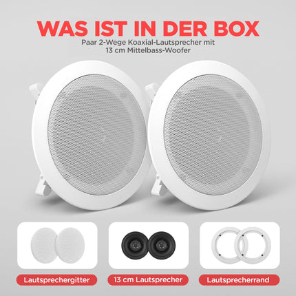 Pyle Ceiling Speaker, 150W Ceiling Speaker, Flat &amp; Round Wall Speaker, 13.3cm Ceiling Speaker, 2-Way Speaker, 80 Hz - 20 kHz Frequency Response, for Office, Kitchen, Living Room, Home Theater