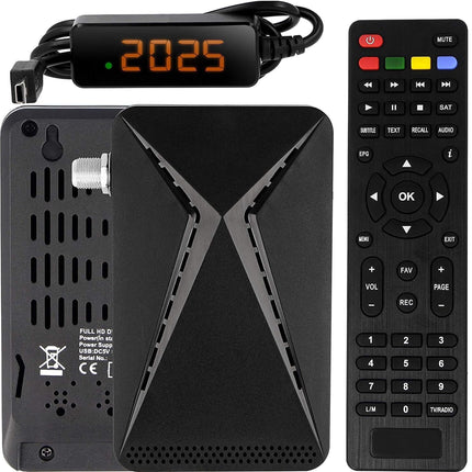 Hd-line OM-26100 Mini Sat Receiver -DVB S/S2 Satellite Receiver Full HD 1080P HDMI 2 x USB 2.0 HDTV [Digital Satellite Receiver] (Astra Hotbird Türksat) - Black