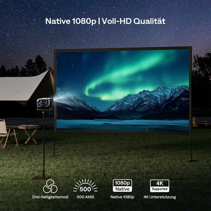 Aurzen Boom Mini 4-in-1 Smart Projector with Google TV, 4K Supported Home Theater &amp; Outdoor Projector, 20W Dolby Audio, 500 ANSI Projector, ToF Autofocus &amp; Keystone Correction, Wi-Fi/Bluetooth/Mobile Phone (Black)