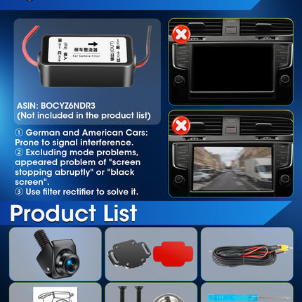 Rear view camera【3 mounting methods】 360° rotatable rear view camera car supports AHD 1080P/720P/NTSC/PAL modes front camera/rear view cameras with night vision universal DC 12V-24V for caravan SUV motorhome
