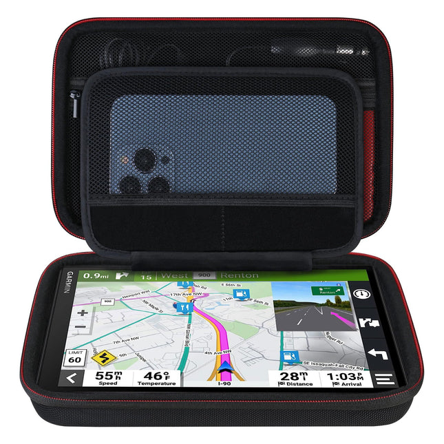 Elonbo GPS-kandekott 8-tollisele Garmin DriveSmart 86-le Garmin dēzl OTR800 / dēzl OTR810 poolt, Garmin RV 890, RV 895 GPS-navigatsioonisüsteemile, lisavõrgust tasku autolaadija USB-kaablile, must