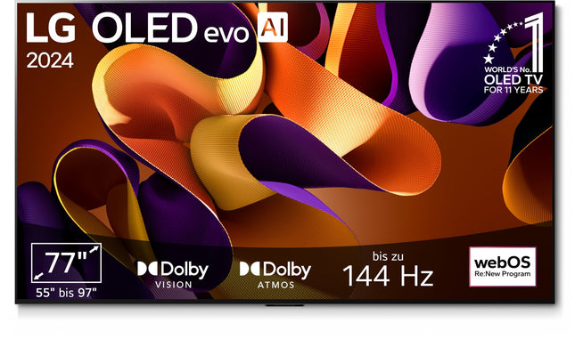 LG OLED77G48LW TV 77" (195 cm) OLED evo TV (α11 4K AI processor, webOS 24, Dolby Vision, up to 120Hz) [Model year 2024]