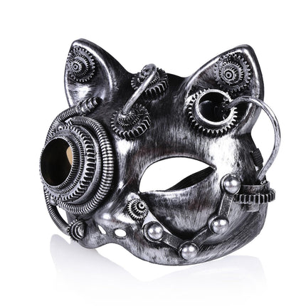 ThinkTop Vintage Steampunk Mask Cyborg Mask Metallik Halloweeni Cosplay Kostüümipeo rekvisiidid (hall)