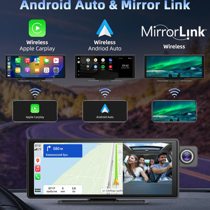 【Uusim】 10,26-tolline Apple Carplay Android Auto ekraan reguleeritava 2,5K armatuurlauaga auto esi- ja tagaosa juhtmevaba Driveplay tahavaatekaameraga autoraadio Carplay Bluetooth Mirror Link 64G TF