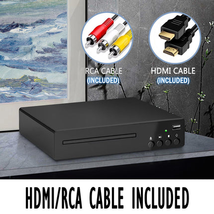 Kompaktne DVD-mängija HDMI-pordiga, Full HD 1080P DVD-CD-mängija teleritele, mis toetab NTSC/PAL süsteemi, sisseehitatud USB-port, regioonivabad DVD-mängijad, mis ühilduvad nutiteleri/helisüsteemiga