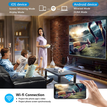 Uus WiFi projektor Full HD Bluetooth projektor sisseehitatud DVD-mängijaga, kaasaskantav mini-DVD projektor 250-tolline kodukino, 4K tugi, 20000LM 1080P, ühildub iOS/Android/TV Stick/PS4/HDMI-ga (S3)
