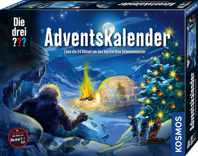 Kolme uurija advendikalender 2023 KOSMOS 632533-lt. Lahenda 24 põnevat mõistatust salapärase lumekoletise kohta, lastele mõeldud mänguasi ja pusle advendikalender.