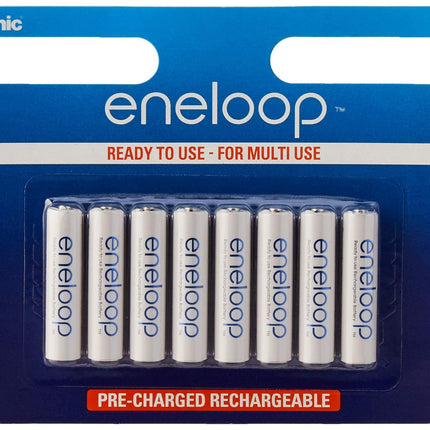 Panasonic eneloop, Ready-to-Use Ni-MH Battery, AAA Micro, 8-pack, min. 750 mAh, 2100 charging cycles, high performance and low self-discharge, rechargeable battery, 4228, white