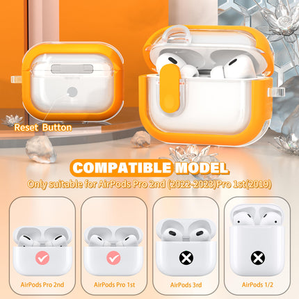 MHYALUDO Airpods Pro 2. põlvkonna ümbris turvalise lukuga, ühildub Airpods Pro 2./1. põlvkonna ümbristega, läbipaistev TPU, sõjaväeklassi löögikindel ümbris. Kollane