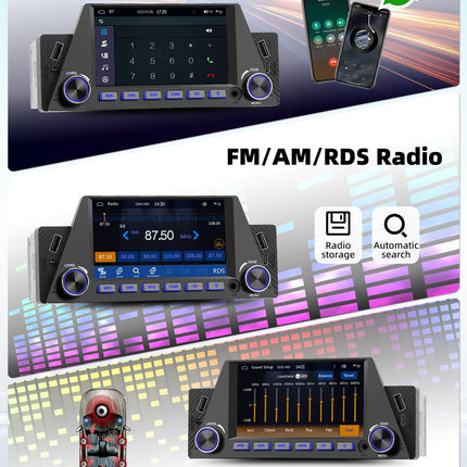 Autoraadio 1 DIN juhtmevaba CarPlayga, Android Auto 5-tolline puutetundlik ekraan, Bluetooth-ühendusega autostereo, toetab MirrorLinki/FM-raadiot/EQ-d/C-tüüpi laadimist/2 USB/AUX/SWC+tagurduskaamera kaugjuhtimispulti