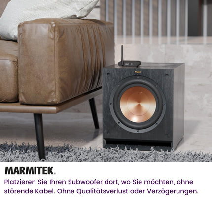 Marmitek juhtmevaba subwooferi edastus Subwoofer Anywhere 640 - Ühenda oma subwoofer juhtmevabalt stereosüsteemiga - 3,5 mm pesaühendus - Juhtmevaba heli saatja