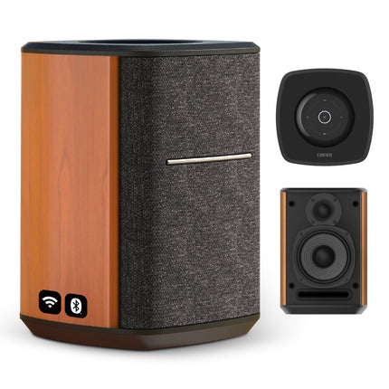 EDIFIER MS50A - Mitmetoaline WiFi nutikõlar Bluetoothi ​​ja juhtmevaba stereo funktsiooniga. Ühildub Amazon Alexa, Apple AirPlay 2, Spotify ja muuga. Pruun