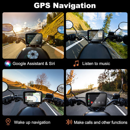 ANKEWAY CarPlay ekraan mootorratastele, kaasaskantav CarPlay ja Android Auto mootorratastele, 5-tolline puutetundlik GPS-navigatsioon, kahekordne Bluetooth, IP67 veekindel mootorratta stereosüsteem