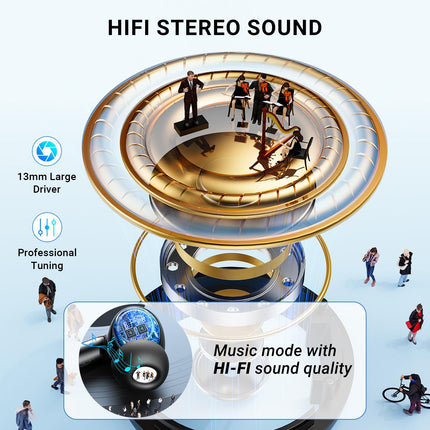 AOVOCE Bluetooth-kõrvaklapid, juhtmevabad Bluetooth 5.3 spordisisesed kõrvaklapid 4X ENC-mikrofoniga, basstereo ja 42-tunnise mänguajaga, IPX7 veekindlad kõrvaklapid, LED-akunäidik