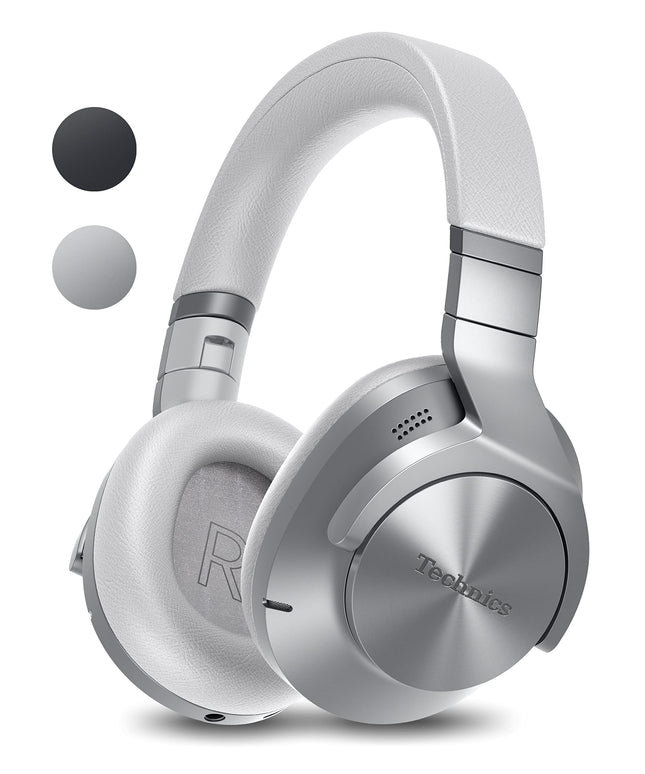 Technics EAH-A800E-S Bluetooth kõrvaklapid, kõrvapealsed mürasummutuse ja mikrofoniga, lihtsa ühendusega, kokkupandavad, hõbedased