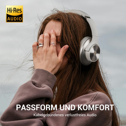 OneOdio A10 Bluetooth kõrvaklapid hübriidse aktiivse mürasummutusega, kuni 62 tundi, juhtmevabad kõrvaklapid kõrglahutusega heliga, sügav bass, mikrofon reisimiseks, koju, kontorisse (hallvalge)
