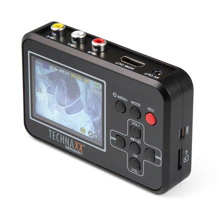 Technaxx Retro Video Digitizer TX-182 6 cm ekraaniga, salvestab Video8, Hi8, SVHS, VHS, VCD, DVD, VCR, DV formaate - videod otse mälukaardile, digitaliseeri oma vanu filme lihtsalt ja kiiresti