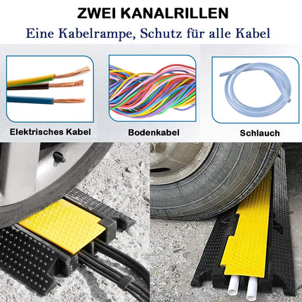 Cable bridge 2 channels 100 x 25 x 5 cm cable bridge overrun protection for cables 3T/6614lbs cable walkway cable duct cable ties protection for cables outdoors cable protector
