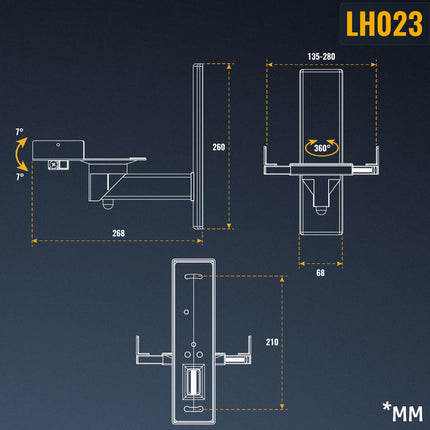 RICOO 2X speaker wall mounts universal speaker wall mounts swiveling tilting LH023-B bracket speaker wall mount speaker mount set up to max. 25 kg wall mount speaker wall mount