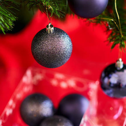 Heitmann Deco Christmas tree - set of 18 - balls - Christmas tree - Christmas balls - purple - gloss - glitter - diameter: approx. 6 cm