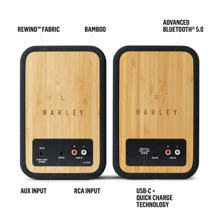 House of Marley Premium Bluetooth plaadimängija "Stir It Up" - jätkusuutlikult valmistatud bambusest vinüülimängija eelvõimendiga + House of Marley Get Together Duo Bluetooth kõlar