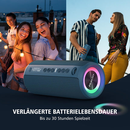 ZEALOT Bluetooth-kõlar valgusega, kaasaskantav Bluetooth-kõlar, 40 W võimas stereo, kahekordne sidumine, AUX-port, USB, Micro SD/TF, Bluetooth 5.2 ja IPX6 veekindlus