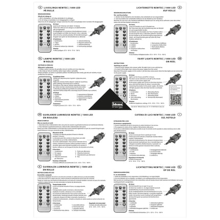 Idena 31115 - LED-valguskett 1000 sooja valge LED-iga, 8-tunnise taimerifunktsiooni, hämardamise ja mäluga, kaablirulliga, umbes 35 m pikk, meisterdamiseks, peokaunistuseks, jõulukaunistuseks, pulmadeks