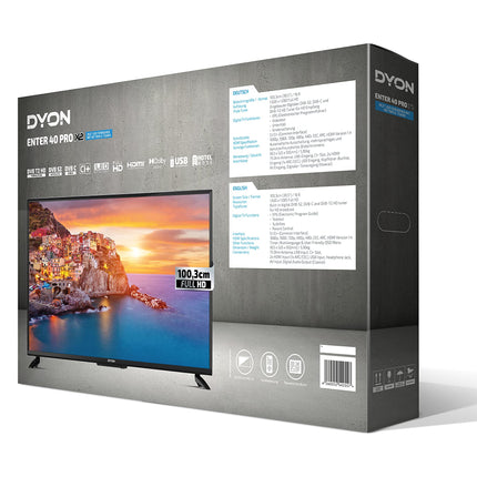 DYON Enter 40 PRO X2 – 100,3 cm (40-tolline) teler (Full HD, kolmekordne tuuner (DVB-C/-S2/-T2), hotellirežiim, USB-meediapleier)
