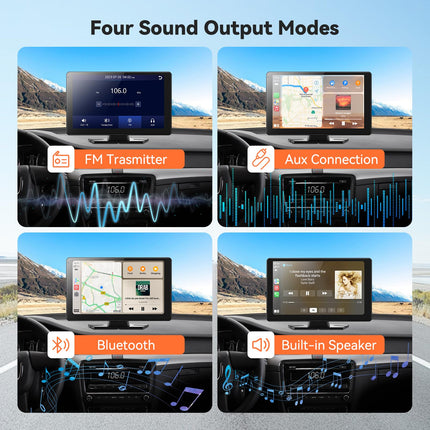 Alpinetech 2025 Newest 9 inch Carplay Display &amp; Portable Android Auto Display, Car Play Display with Rear View Camera GPS Navigation Bluetooth Mirror Link AUX FM Siri, Buddy Display for All Vehicles