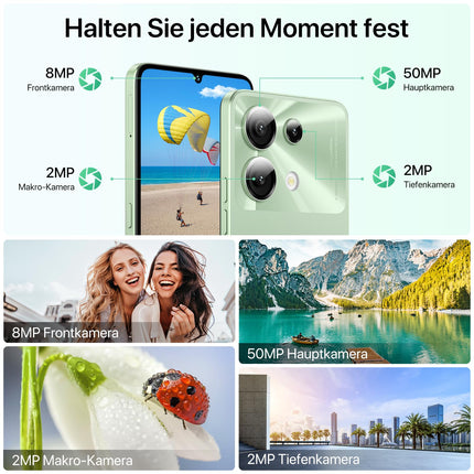 UMIDIGI G9 5G nutitelefon, Android 14 mobiiltelefon ilma lepinguta, 90Hz kaheksatuumaline, 12(6+6) GB + 128GB mobiiltelefon, 6,75 tolli, 50MP, näotuvastus ja sõrmejäljelukk, SIM-kaardita mobiiltelefonid, 5000mAh, GPS, kahe SIM-kaardiga 5G nutitelefon