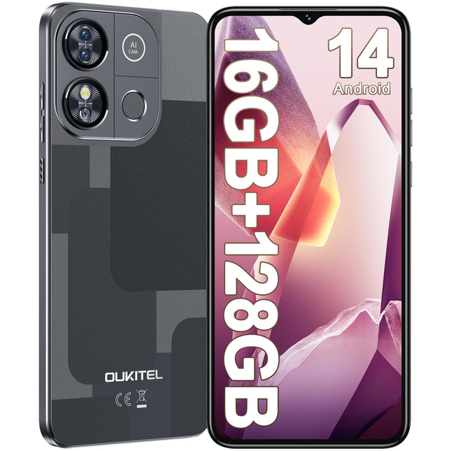 OUKITEL C57 Pro nutitelefon ilma lepinguta - 16GB+128GB/1TB mobiiltelefon ilma lepinguta, 6,52" Android 14 nutitelefon, 4300mAh, kaheksatuumaline, 13MP kaamera, kahe SIM-kaardiga 4G lukustamata mobiiltelefonid, sõrmejälje-/näotuvastusega/GPS