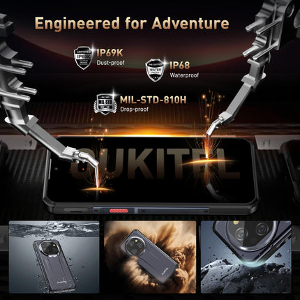 OUKITEL WP39 Pro Outdoor Smartphone 5G - 36GB+512GB/TF 2TB 11000mAh Outdoor Mobile Phone Without Contract, 6.6” FHD+ Android 14 Waterproof Construction Site Phone, 64MP+32MP+8MP Night Vision Camera, NFC/GPS/IP68/Face ID