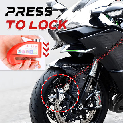High Security Motorcycle Alarm Lock, Disc Brake Lock, 130 dB Anti-Theft Motorcycle Lock with 1.5 m Reminder Cable, Durable Disc Brake Lock for Motorcycle, Moped, Vespa, Scooter,