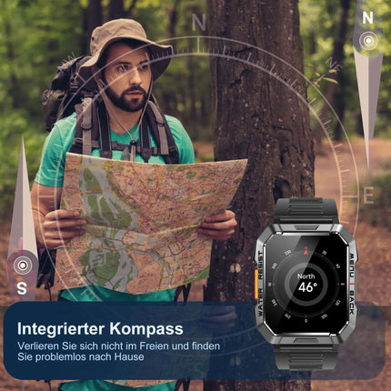 Blackview Smartwatch Men, Fitness Watch with Phone Function, Make/Receive Calls, Compass, IP68 Waterproof, Sports Watch with 100+ Sports Modes, Heart Rate Sleep Monitor, Pedometer, Watch for Android iOS