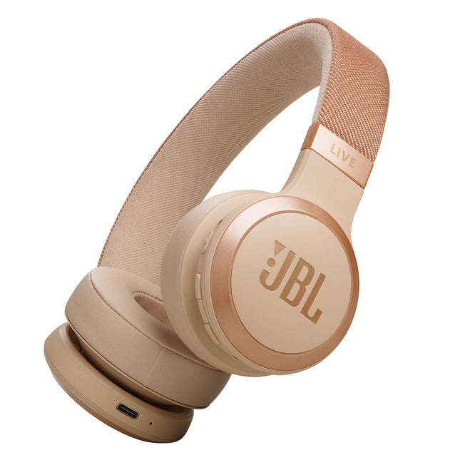 JBL Live 670 NC – Bluetooth-kõrvaklapid adaptiivse mürasummutusega – Juhtmevabad kõrvaklapid JBL Signature Sound ja häälassistendiga – Pikaajaline muusikanauding kuni 65 tundi – Sandstone'i värvi