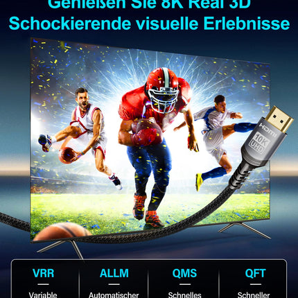 Sniokco 8K HDMI 2.1 kaabel 20 meetrit, 48 Gbps kiire HDMI® kaabel 0,01 ms 4K 240 Hz 165 Hz 120 Hz 8K 60 Hz eARC Netflix HDCP 2.3 2.2 DTS:X HDR10+ heliriba teler monitor projektor Roku Sky-Q PS5 X-box Blu-ray