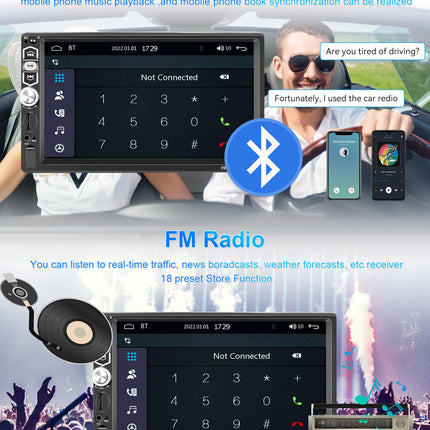 Podofo Carplay 1Din autoraadio 7-tollise ekraaniga, Bluetooth 5.1, Android Auto, peegliühendus iOS-ile ja Androidile, mikrofon/SD/USB/ekvalaiser/rooli juhtimine 7 värvilise nupuga ja tahavaatekaameraga